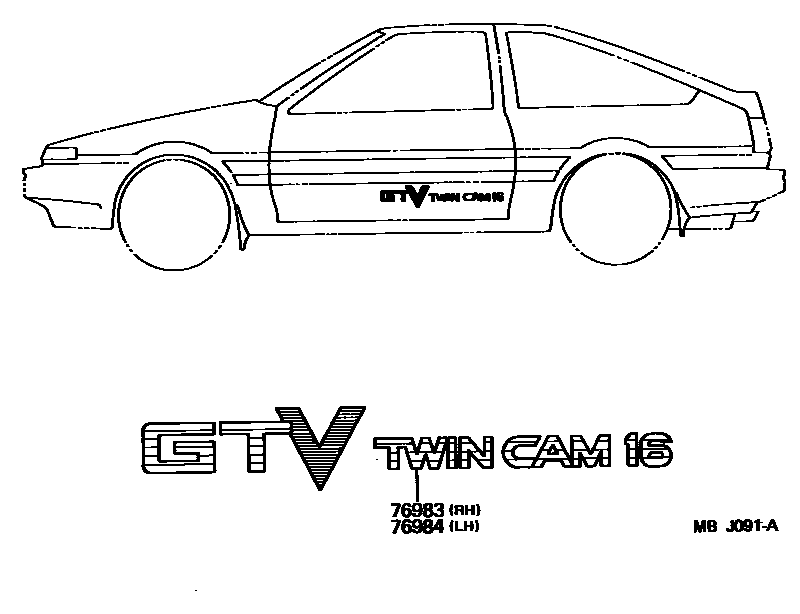 Toyota COROLLA 车身镶条 EPC diagram — MBJ091A