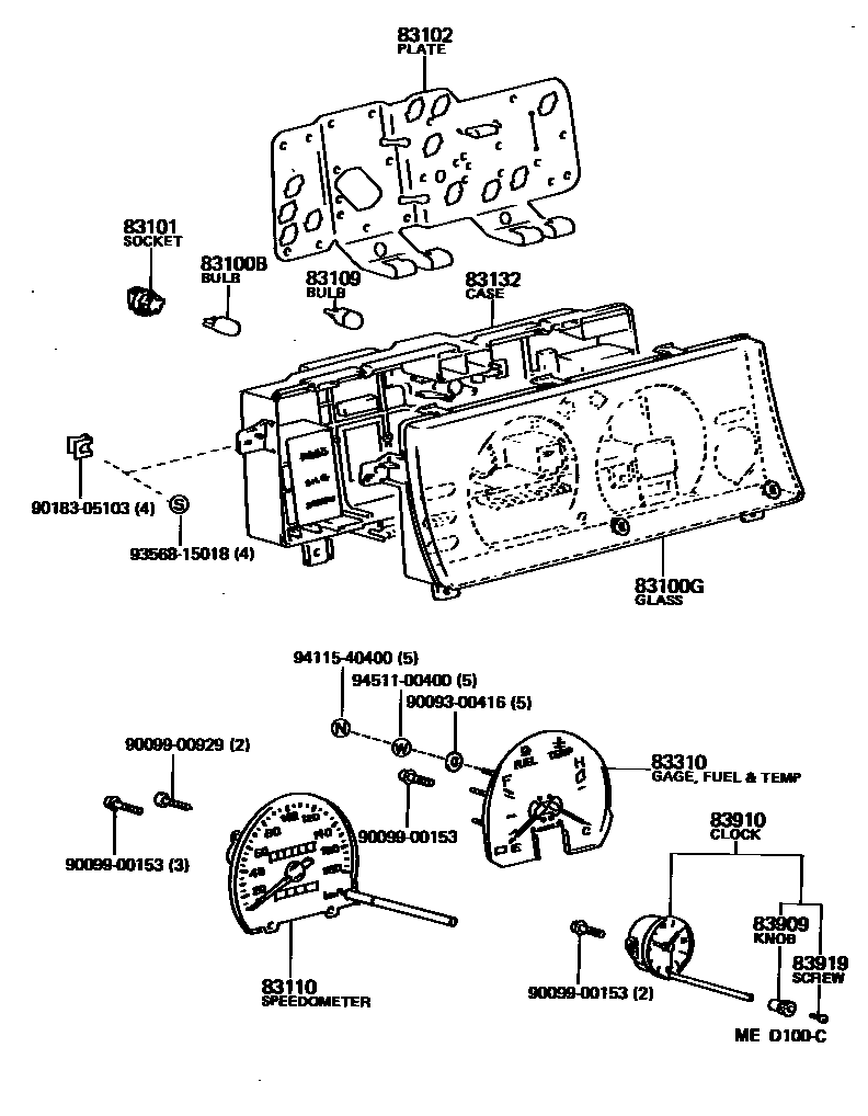 Toyota COROLLA 仪表 EPC diagram — MED100C