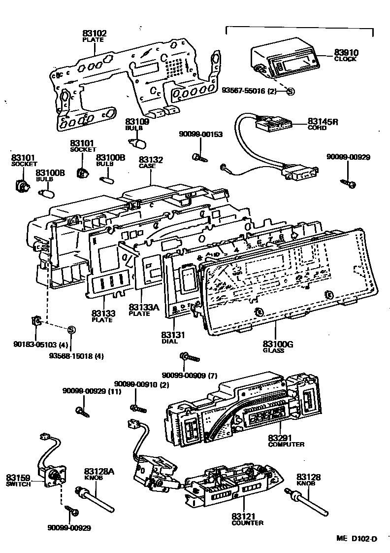 Toyota COROLLA 仪表 EPC diagram — MED102D