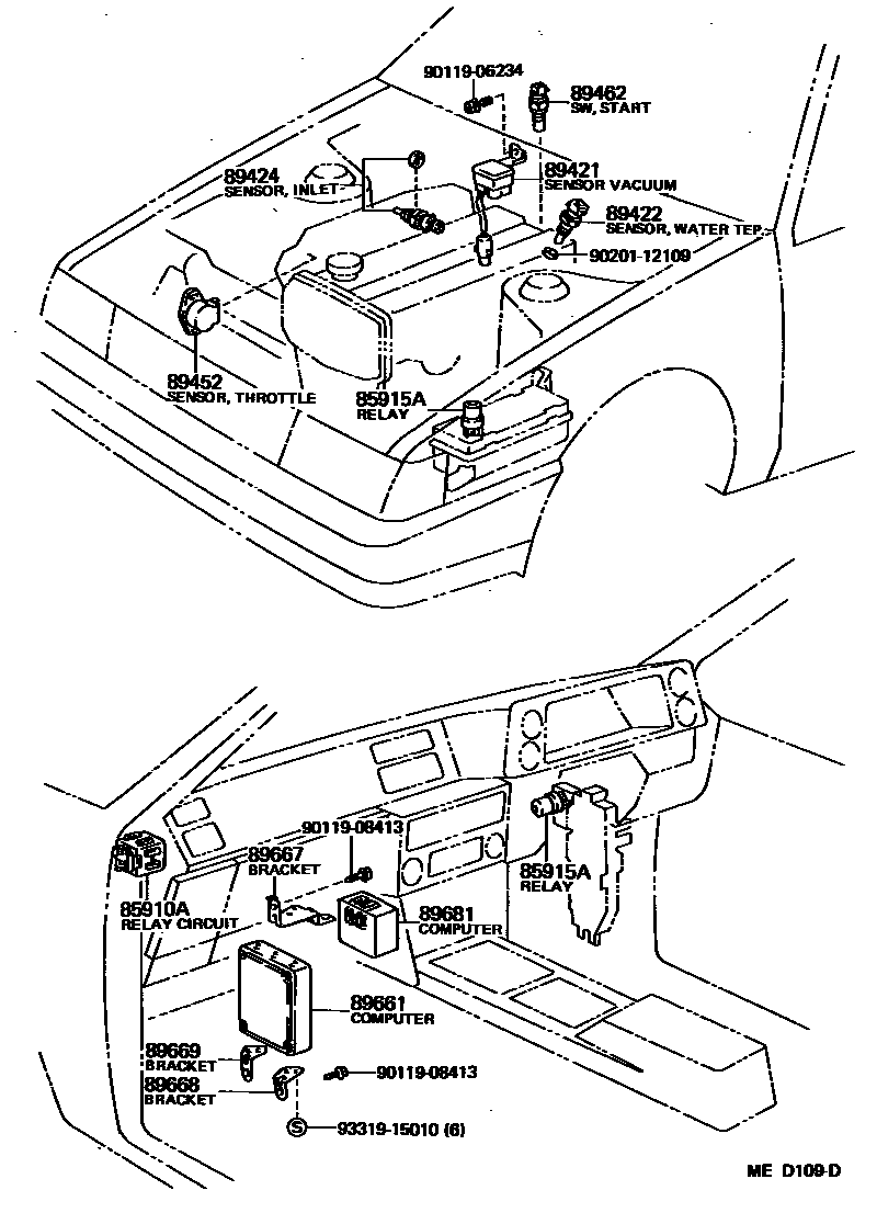 Toyota COROLLA 电子燃油喷射系统 EPC diagram — MED109D