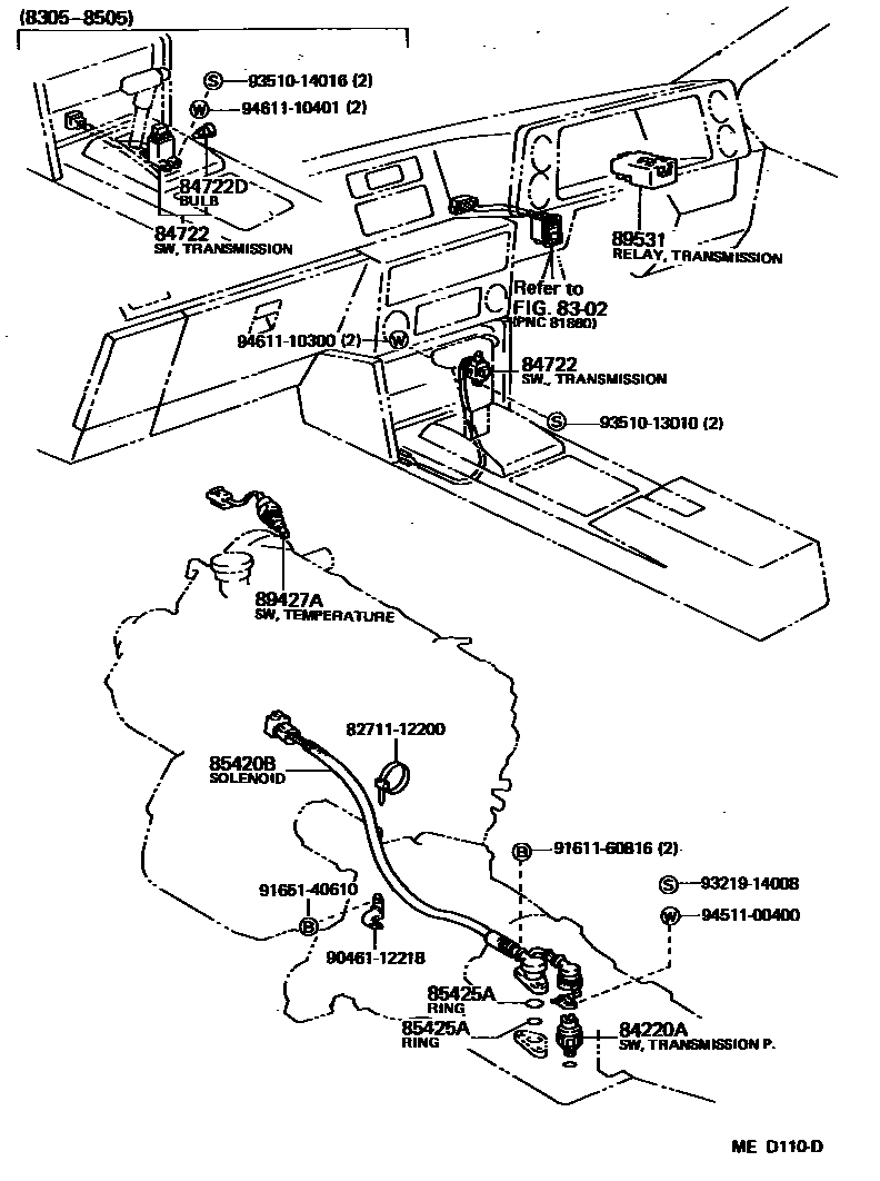 Toyota COROLLA 超速档和电子控制变速器 EPC diagram — MED110D