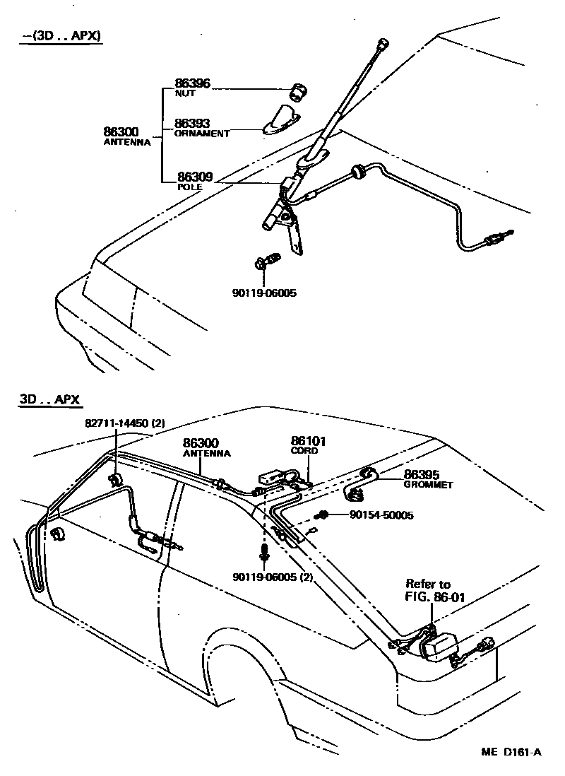 Toyota COROLLA antenna EPC diagram — MED161A