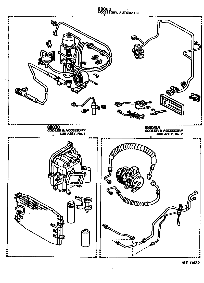 Toyota COROLLA 暖风和空调系统 - 组件 EPC diagram — MED432