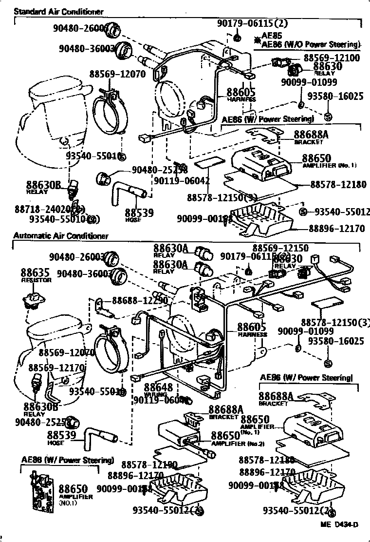 Toyota COROLLA 暖风和空调系统 - 冷却器组件 EPC diagram — 87M4TWA