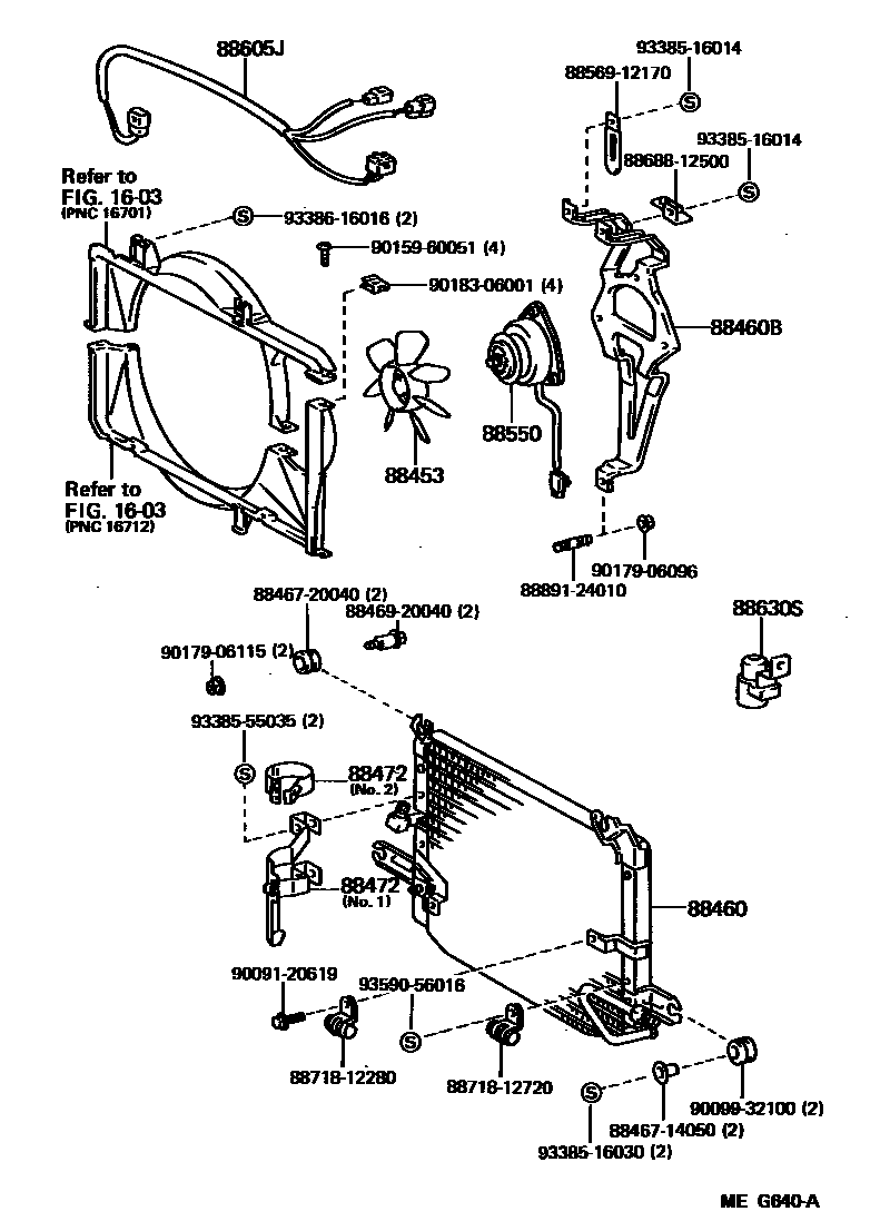 Toyota COROLLA Heating & Air Conditioning - Cooler Piping EPC diagram — MEG640A