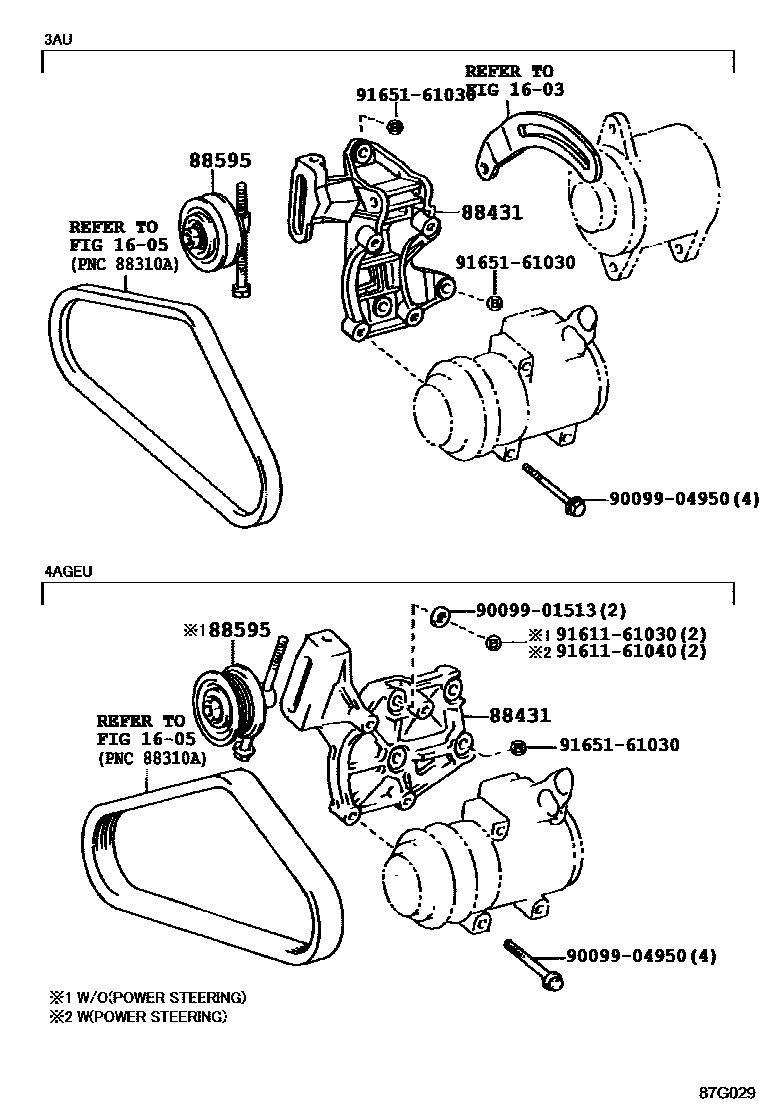 Toyota COROLLA Heating & Air Conditioning - Compressor EPC diagram — 87G029
