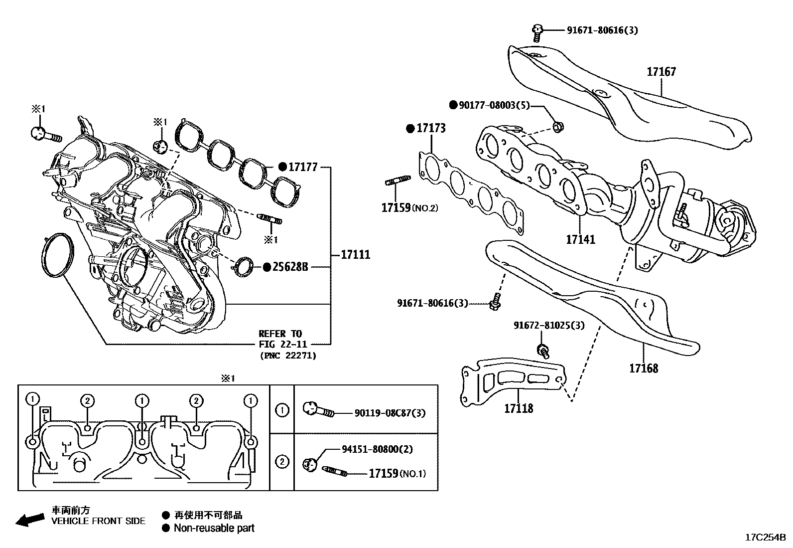 Toyota COROLLA Manifold EPC diagram — 17C254B