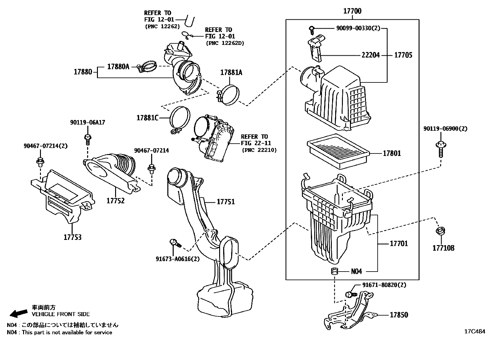 Toyota COROLLA Air Cleaner EPC diagram — 17C484