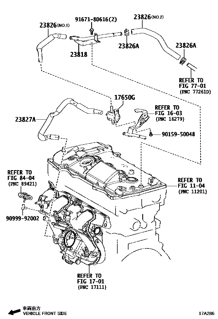 Toyota COROLLA vacuum tube EPC diagram — 17A286