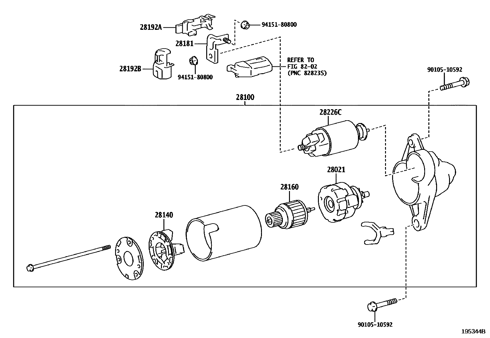 Toyota COROLLA 起动机 EPC diagram — 195344B