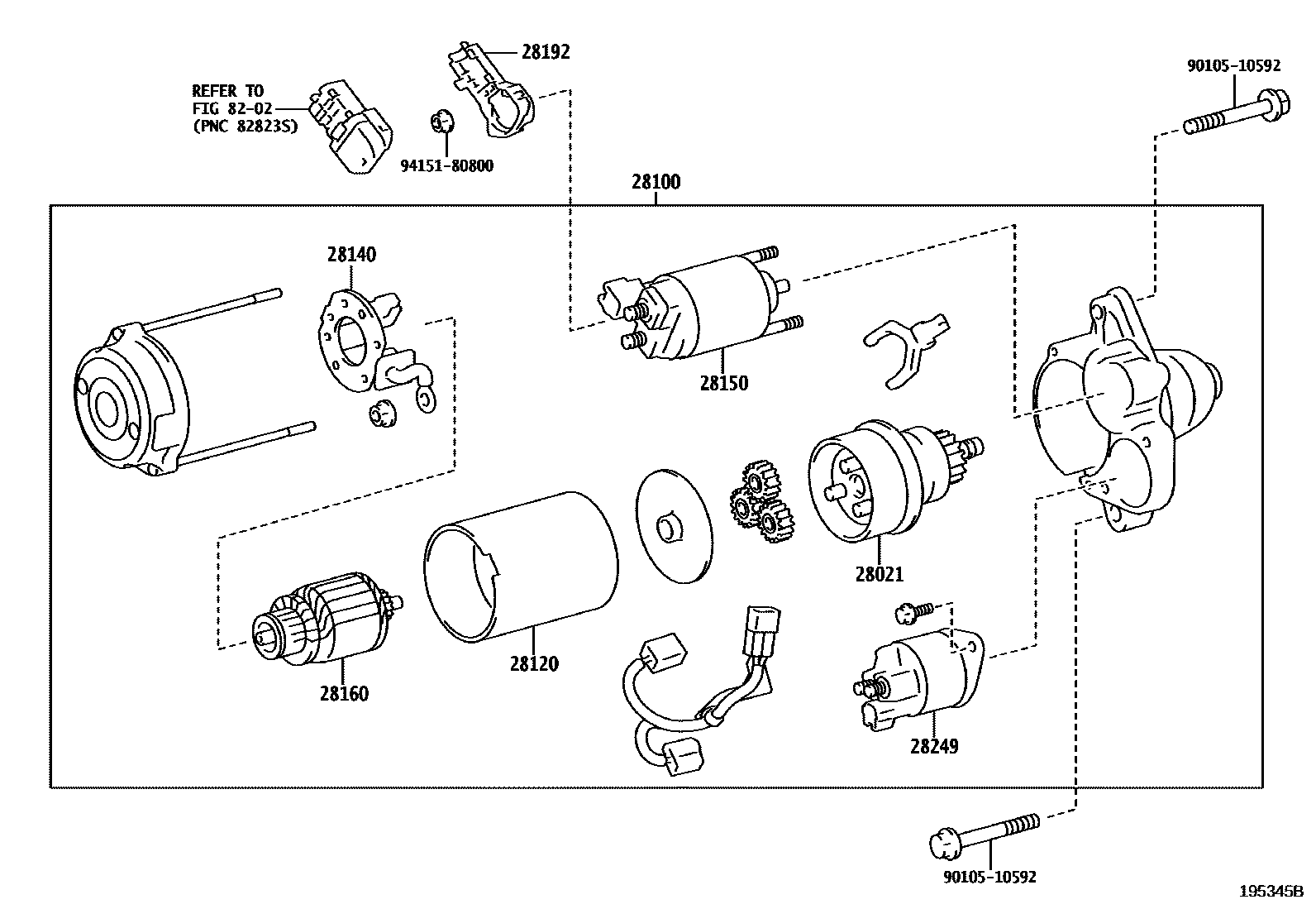 Toyota COROLLA 起动机 EPC diagram — 195345B