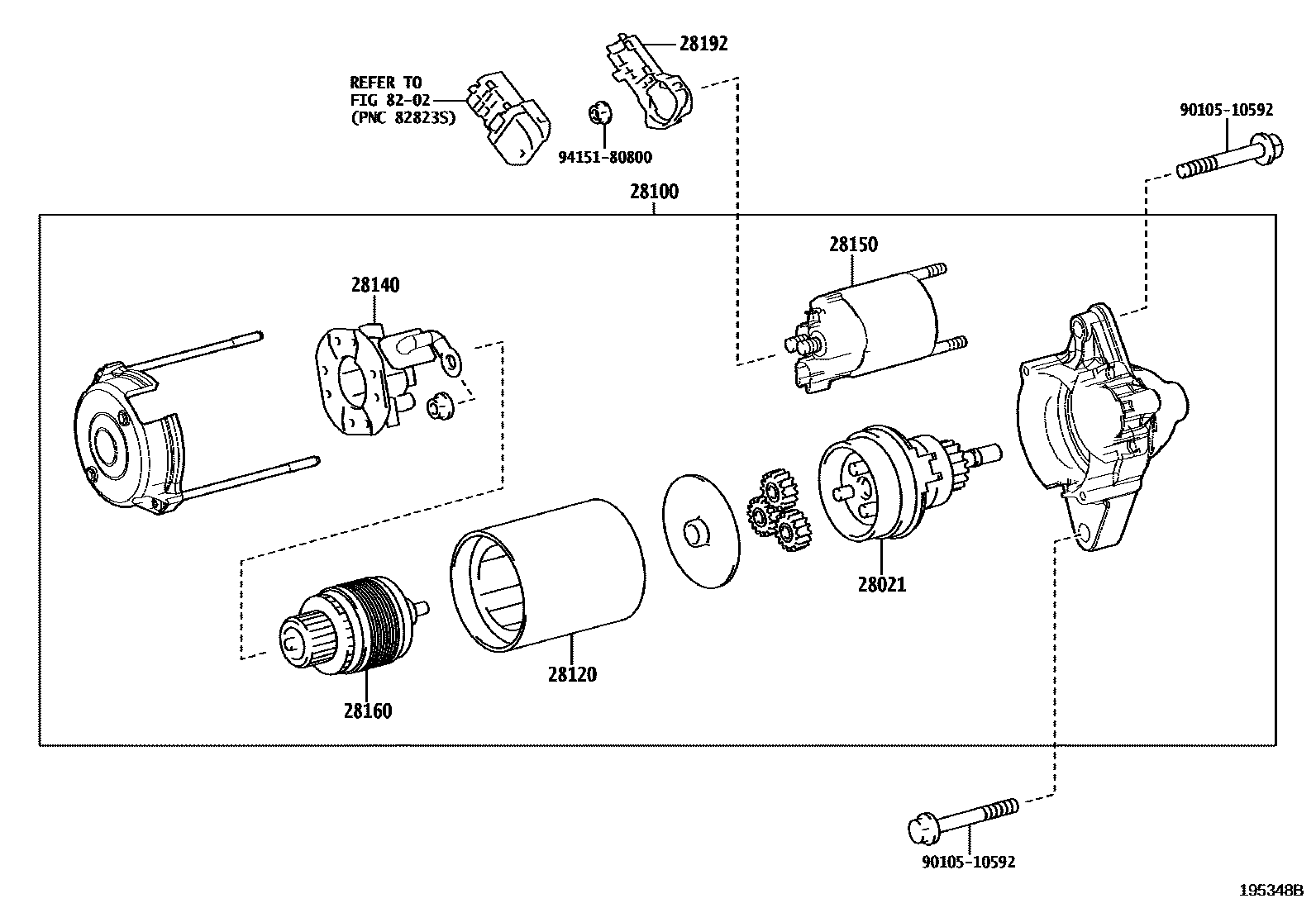 Toyota COROLLA 起动机 EPC diagram — 195348B