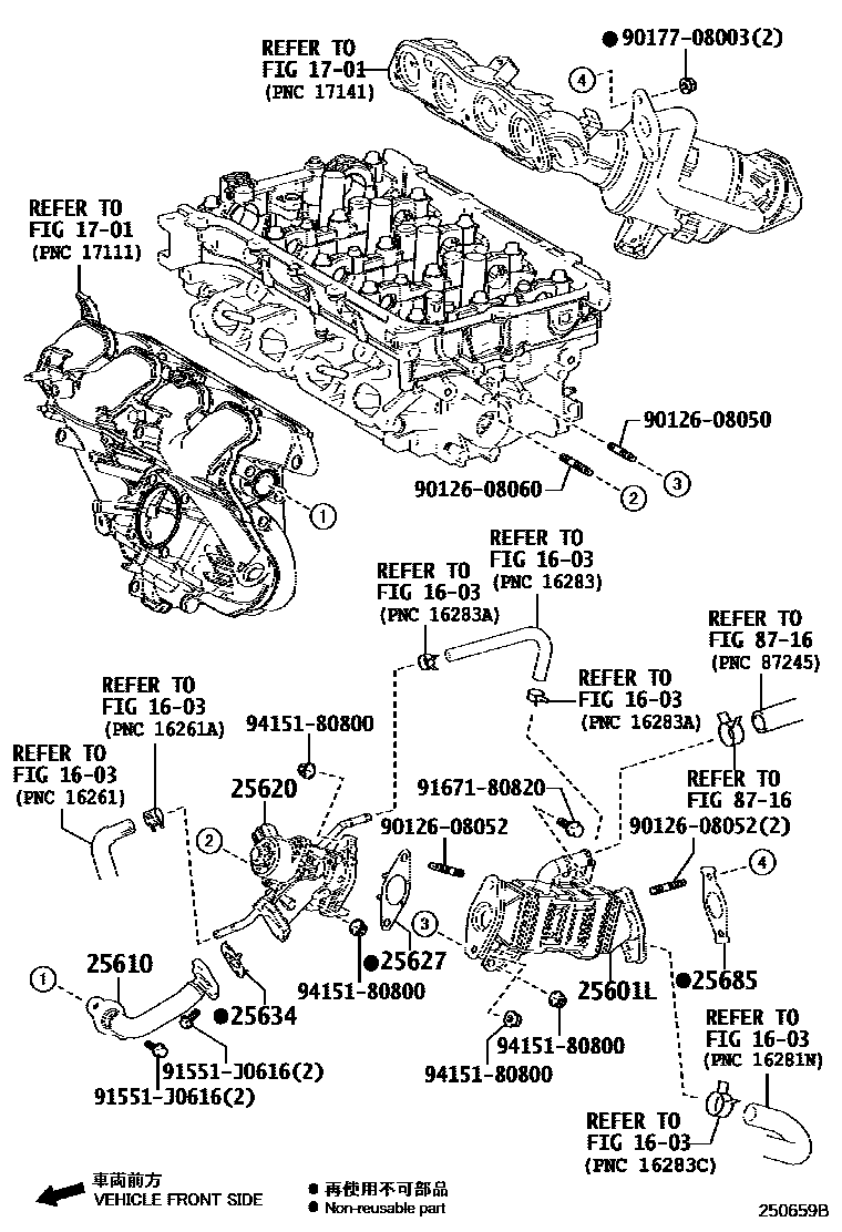 Toyota COROLLA 废气再循环系统 EPC diagram — 250659B