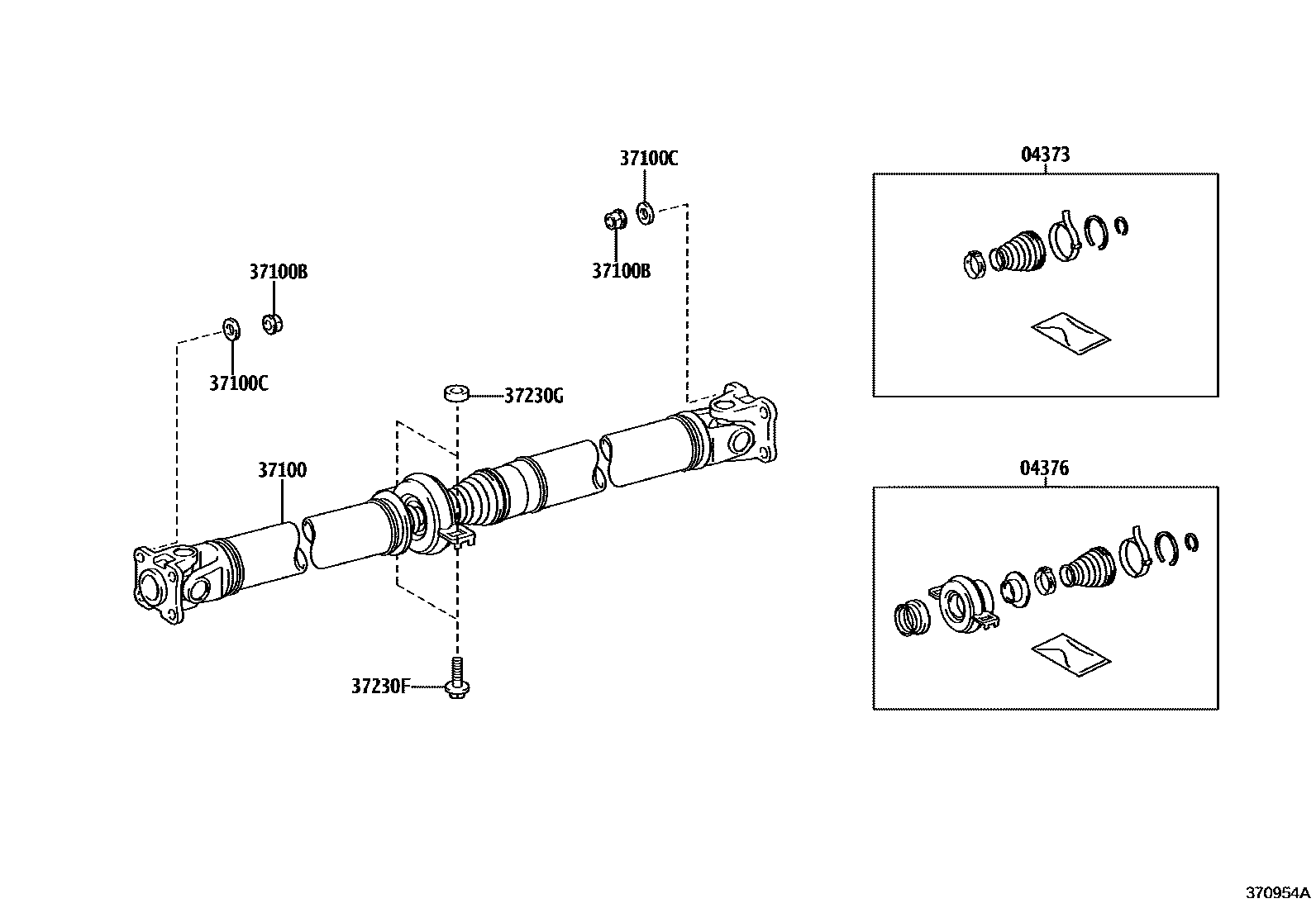 Toyota COROLLA Propeller Shaft & Universal Joint EPC diagram — 370954A