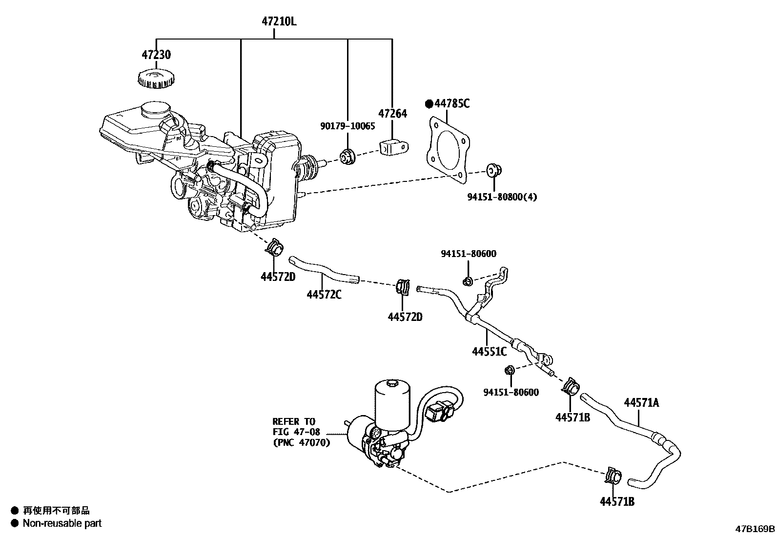 Toyota COROLLA 制动总泵 EPC diagram — 47B169B