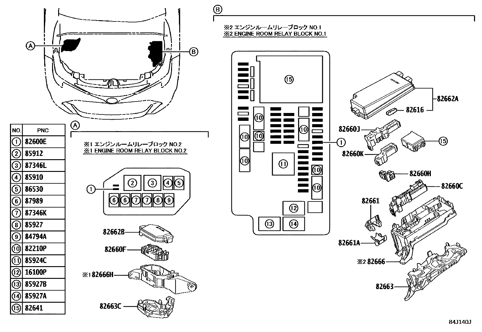 Toyota COROLLA 开关和继电器和ECU EPC diagram — 84J140J