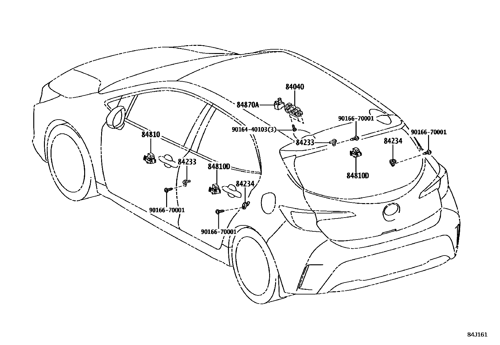 Toyota COROLLA 开关和继电器和ECU EPC diagram — 84J161