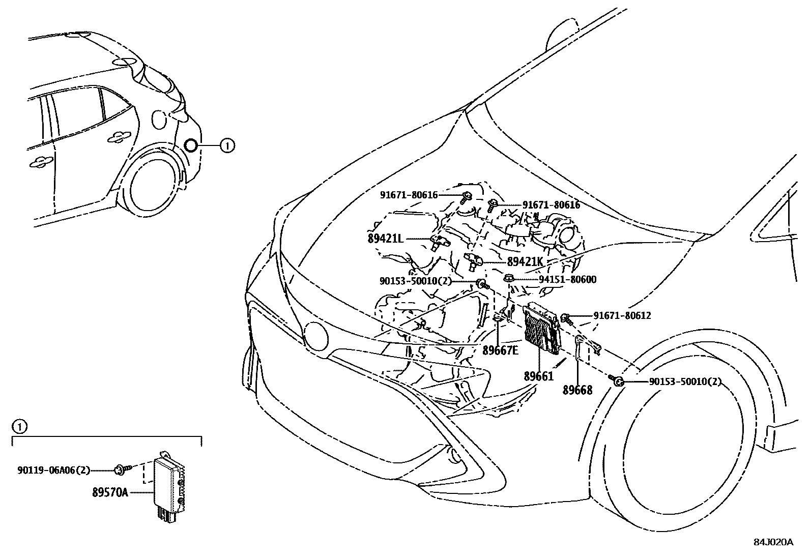 Toyota COROLLA 电子燃油喷射系统 EPC diagram — 84J020A
