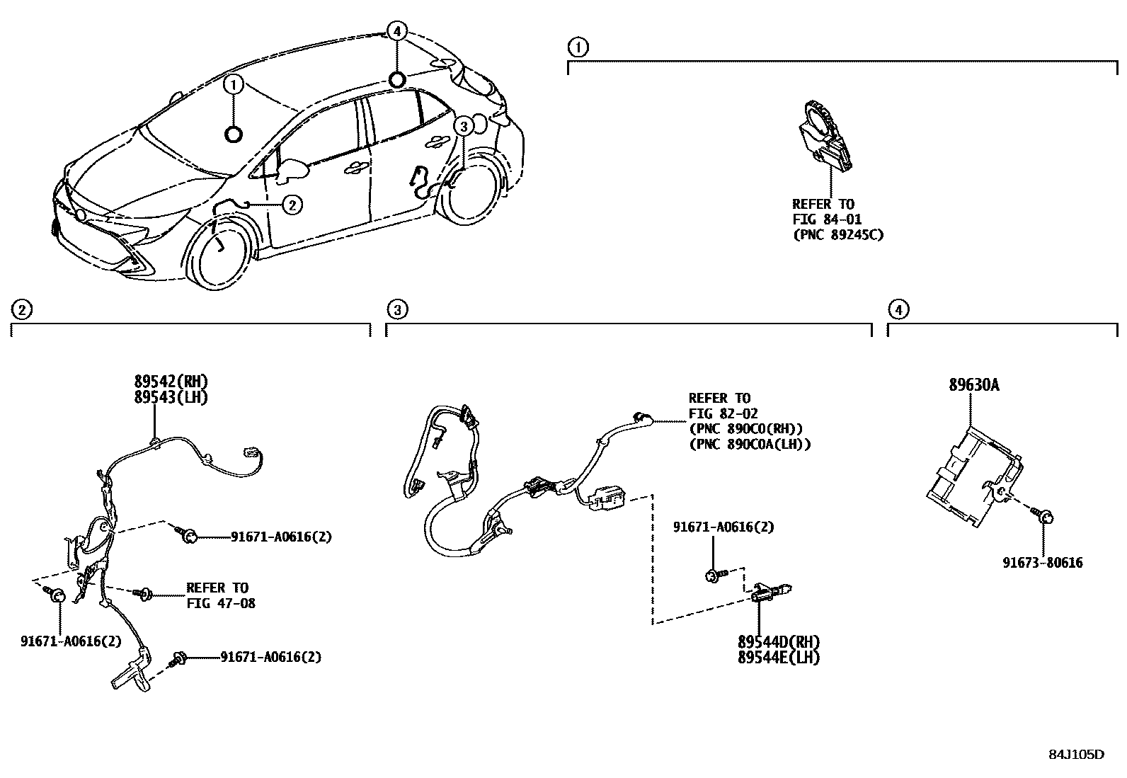 Toyota COROLLA ABS 和 VSC EPC diagram — 84J105D