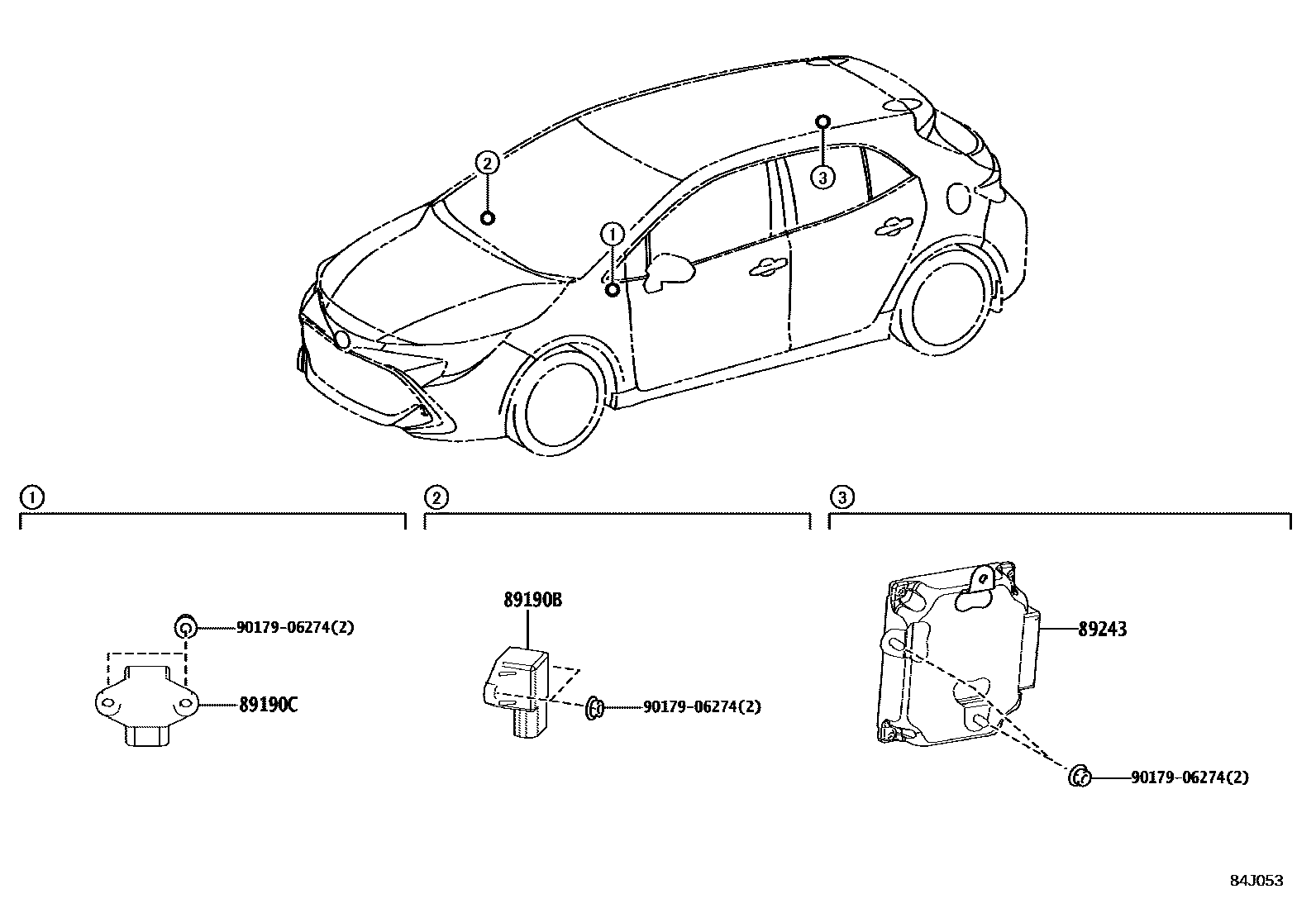 Toyota COROLLA 电子调节悬架 EPC diagram — 84J053