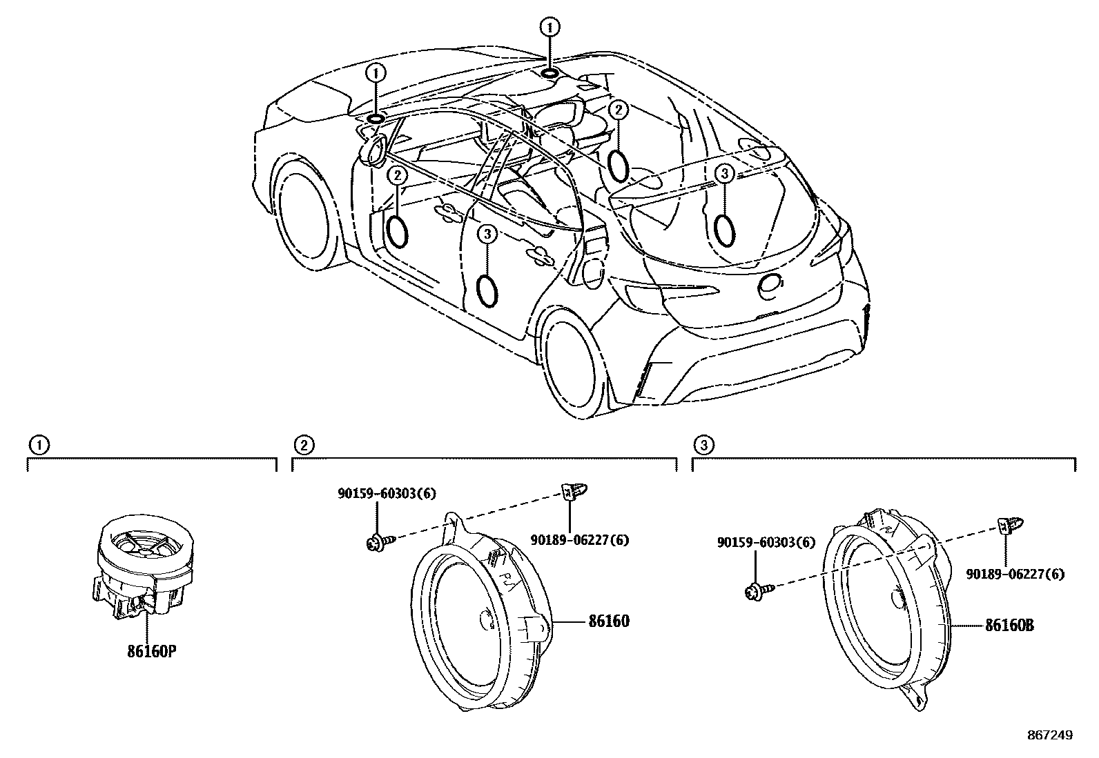 Toyota COROLLA 扬声器 EPC diagram — 867249