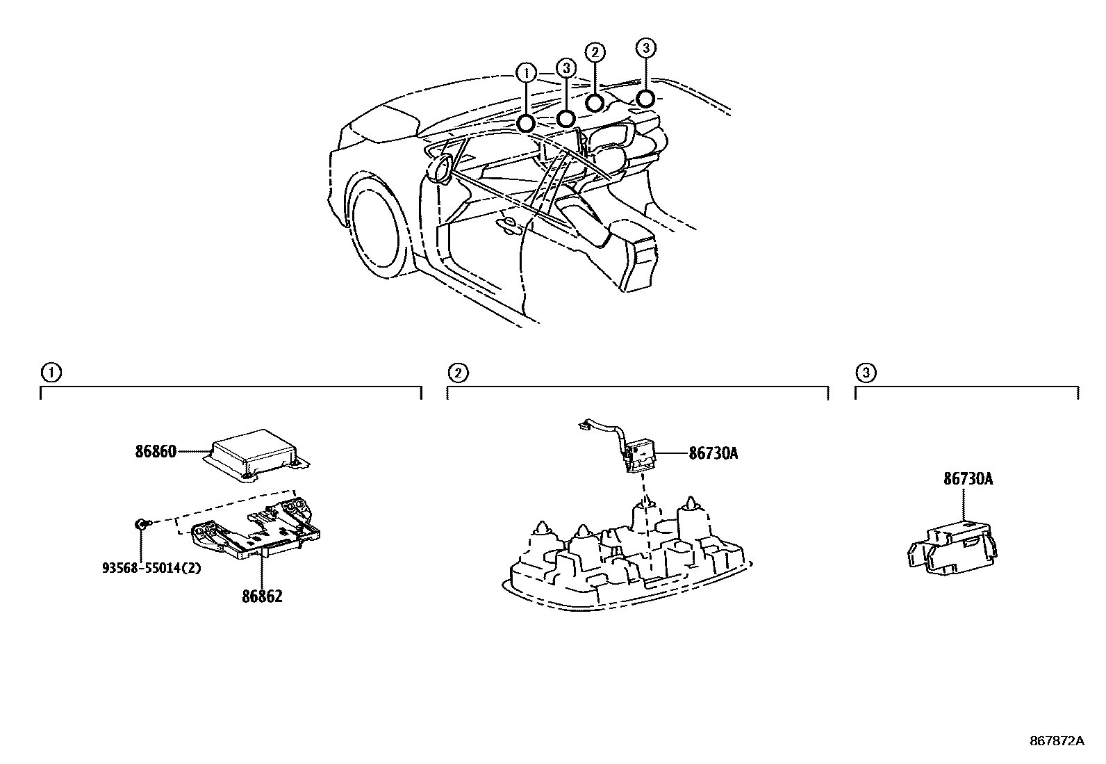 Toyota COROLLA 导航和前监视器显示屏 EPC diagram — 867872A