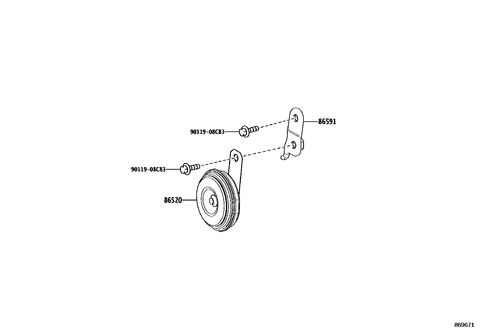 Toyota COROLLA 喇叭 EPC diagram — 869671