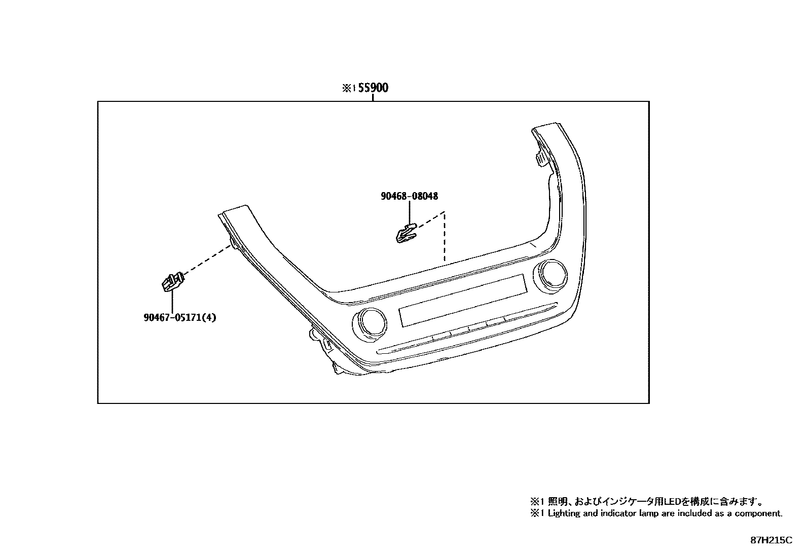 Toyota COROLLA 暖风和空调系统 - 控制器和风管 EPC diagram — 87H215C