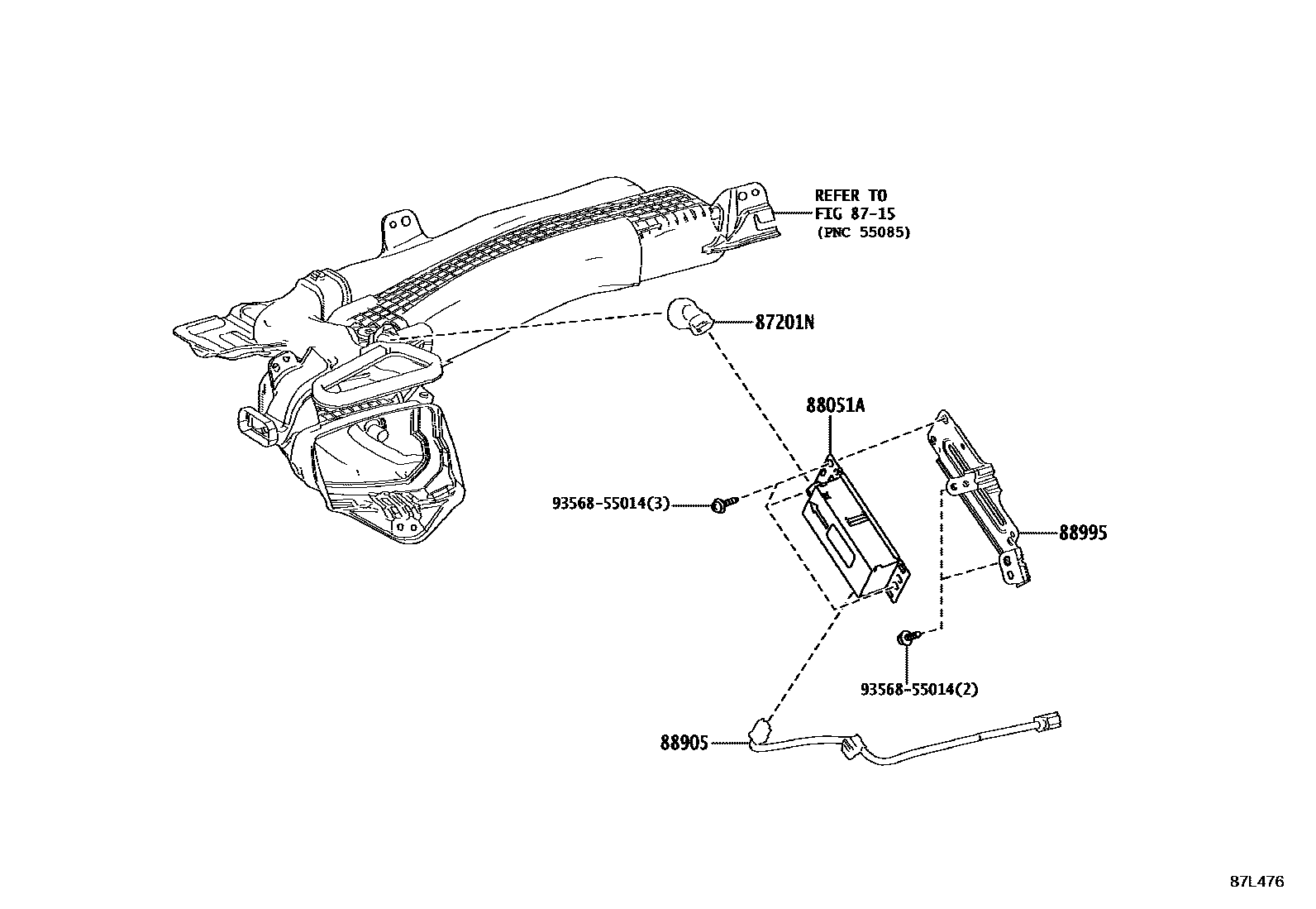 Toyota COROLLA 空气净化器或离子发生器 EPC diagram — 87L476