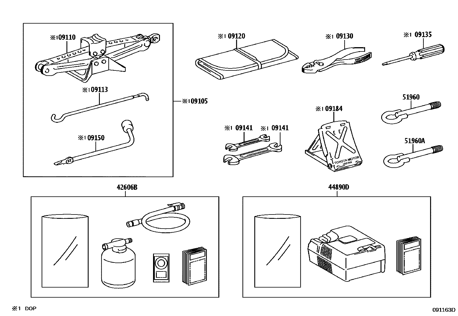 Toyota COROLLA Standard Tools EPC diagram — 091163D