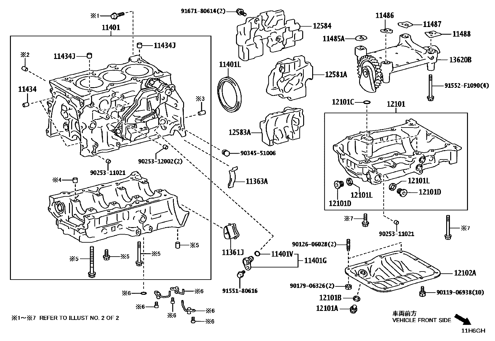 Toyota COROLLA Cylinder Block EPC diagram — 11H6GH