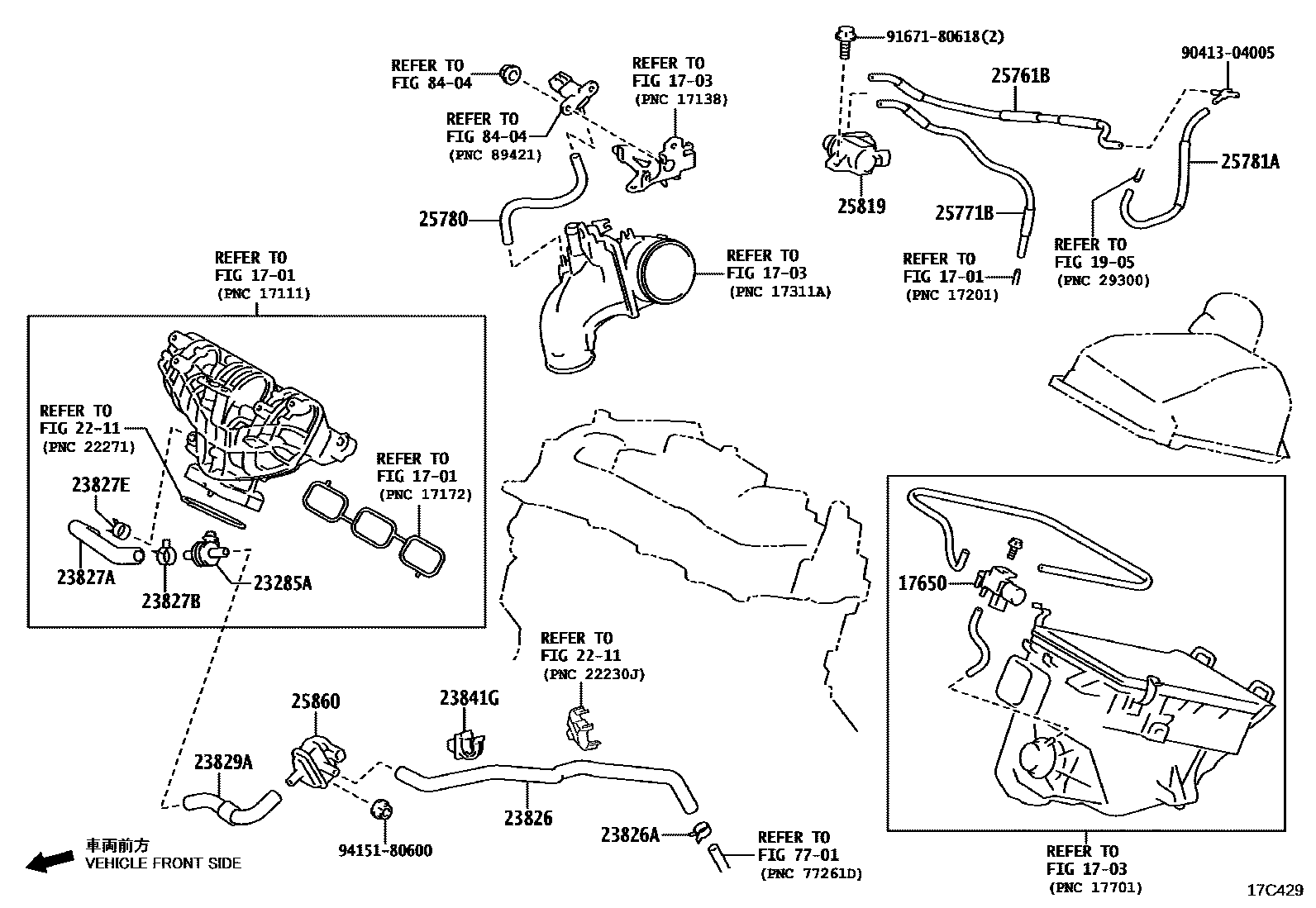 Toyota COROLLA vacuum tube EPC diagram — 17C429
