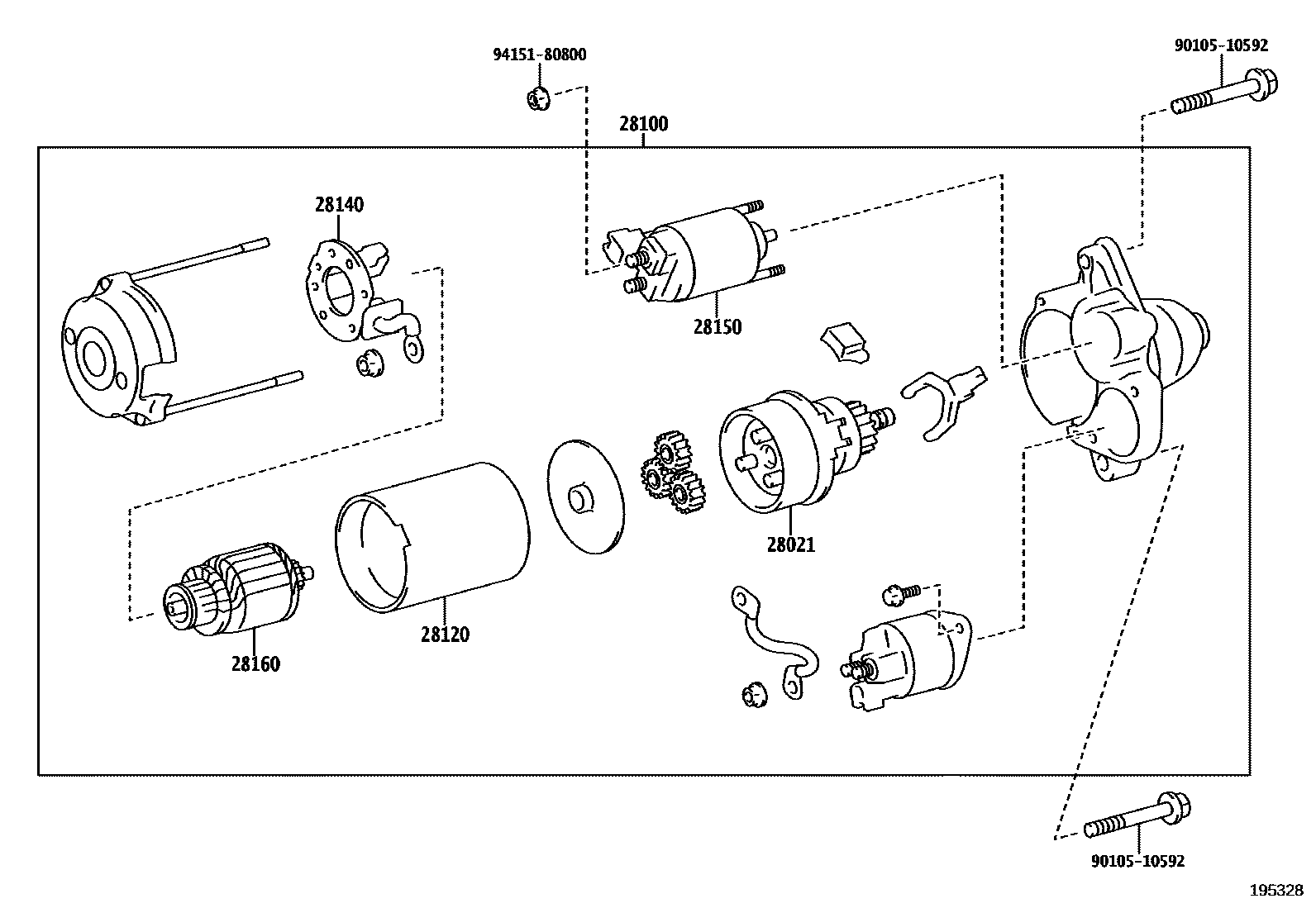 Toyota COROLLA 起动机 EPC diagram — 196328