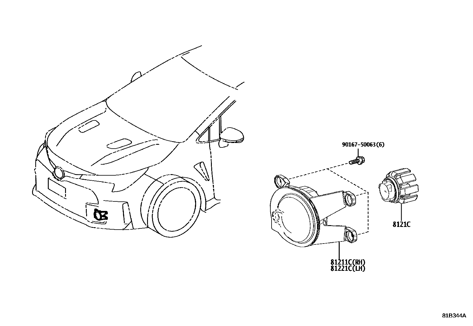 Toyota COROLLA Fog Lamp EPC diagram — 81B344A