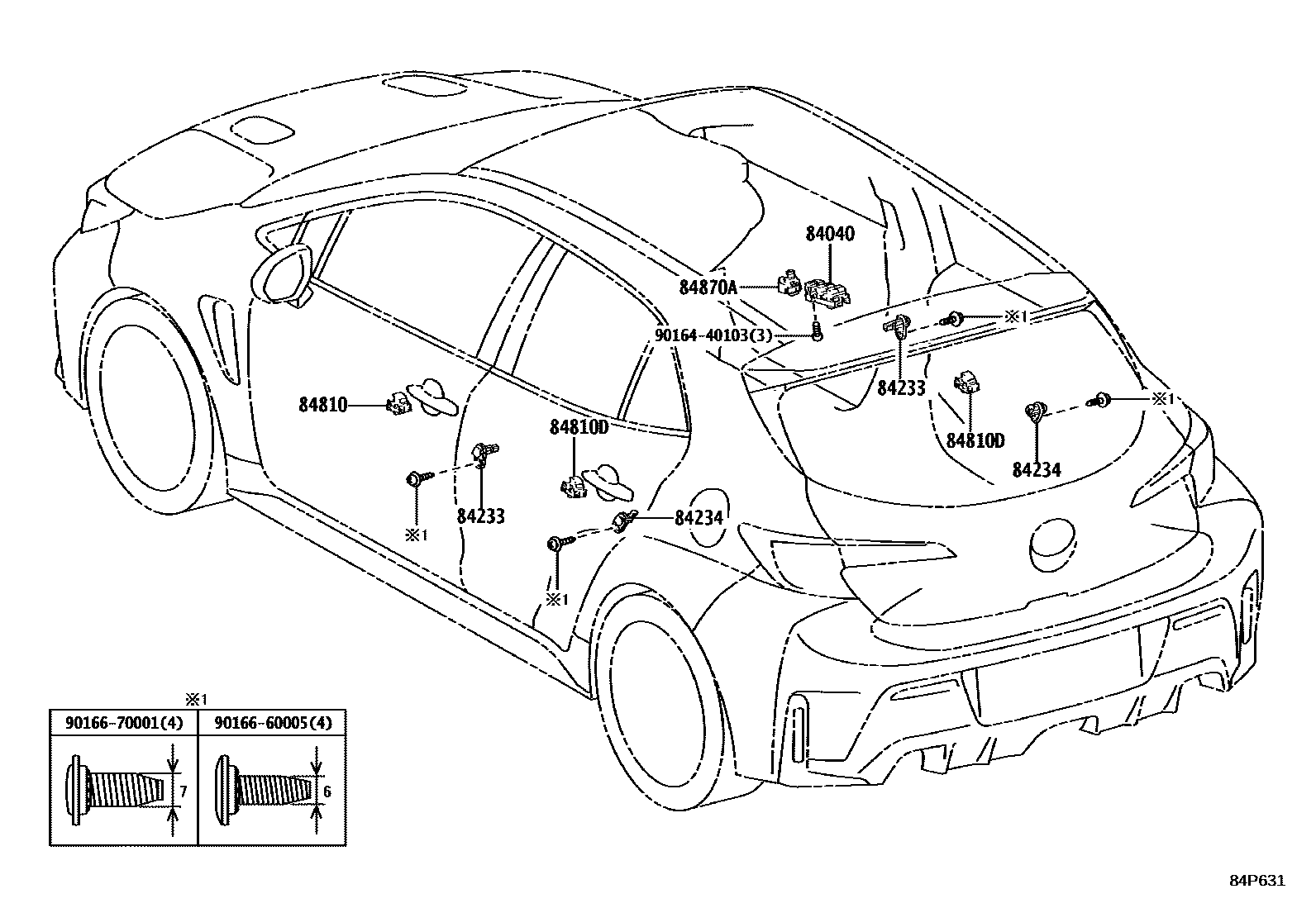 Toyota COROLLA 开关和继电器和ECU EPC diagram — 84P631