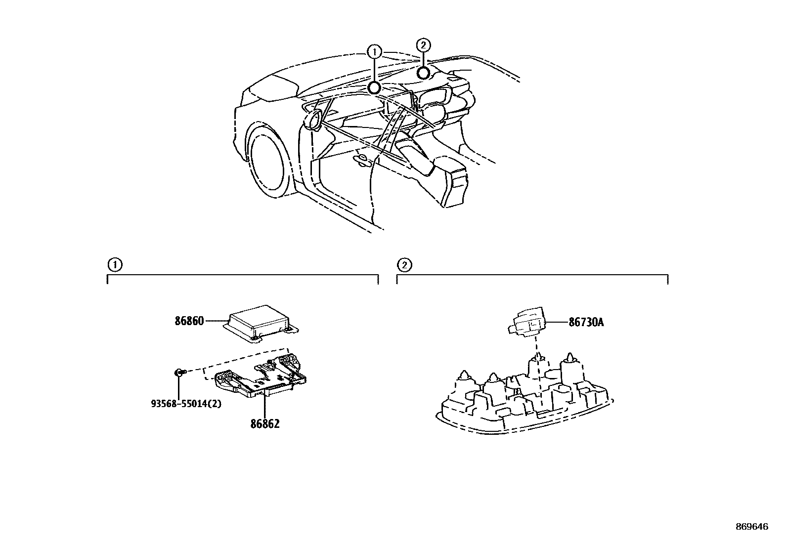 Toyota COROLLA 导航和前监视器显示屏 EPC diagram — 869646