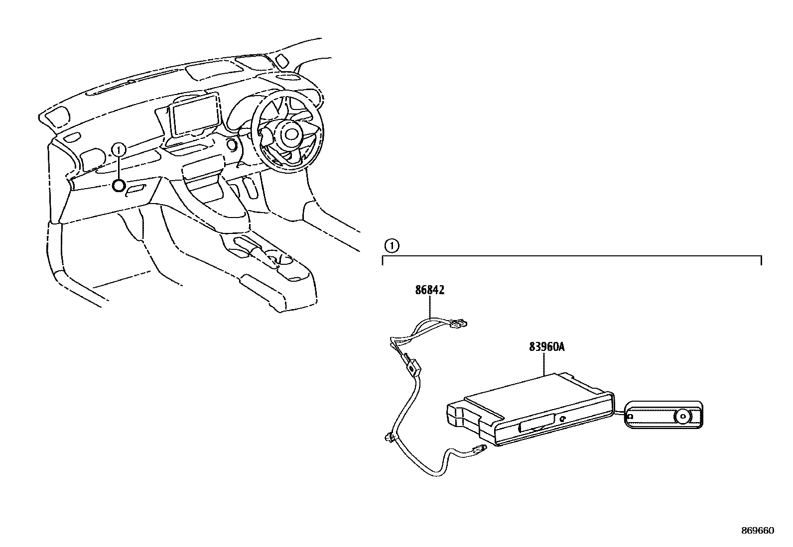 Toyota COROLLA 导航和前监视器显示屏 EPC diagram — 869660