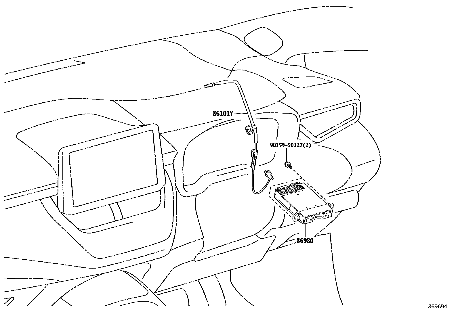 Toyota COROLLA 收音机通信和ETC EPC diagram — 869694