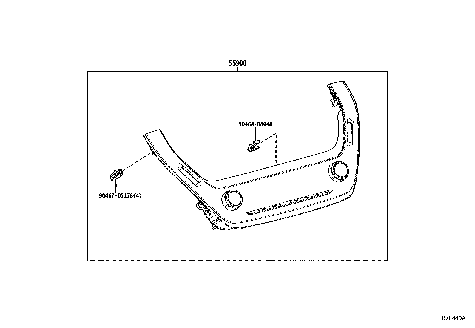 Toyota COROLLA 暖风和空调系统 - 控制器和风管 EPC diagram — 87L440A