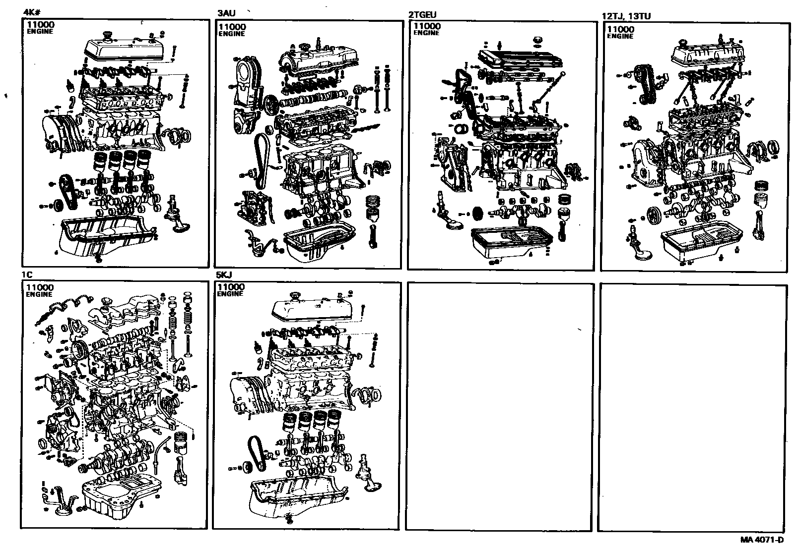 Toyota COROLLA Partial Engine Assembly EPC diagram — MA4071D