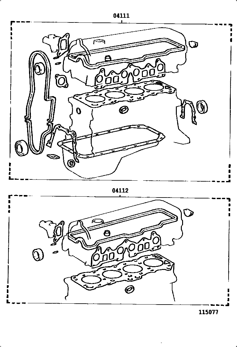 Toyota COROLLA Engine Overhaul Gasket Kit EPC diagram — 115077