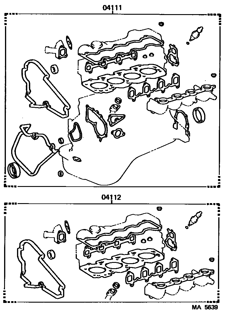 Toyota COROLLA Engine Overhaul Gasket Kit EPC diagram — MA5639