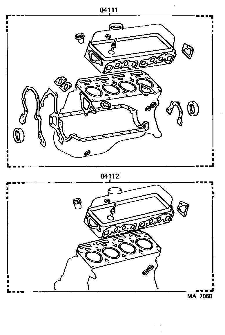 Toyota COROLLA Engine Overhaul Gasket Kit EPC diagram — MA7050