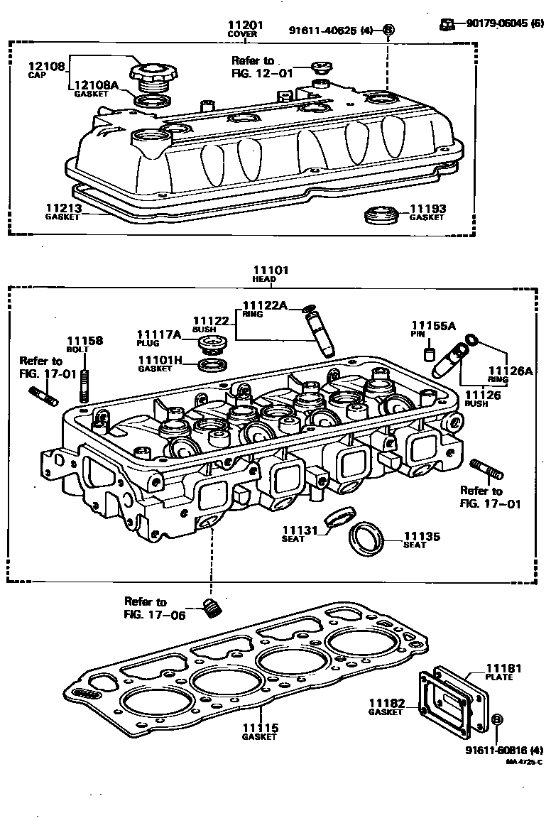 Toyota COROLLA Cylinder Head EPC diagram — MA4725C