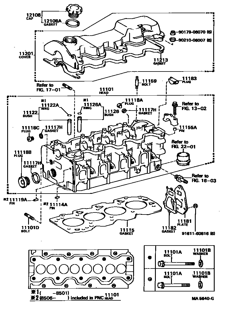 Toyota COROLLA Cylinder Head EPC diagram — MA5640G