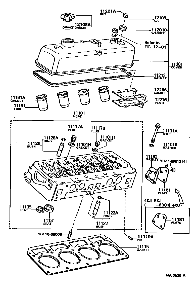Toyota COROLLA Cylinder Head EPC diagram — MA6535A