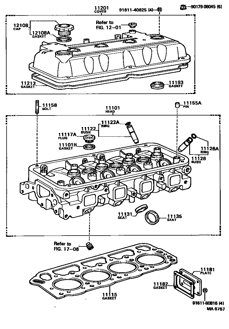 Toyota COROLLA Cylinder Head EPC diagram — MA6767