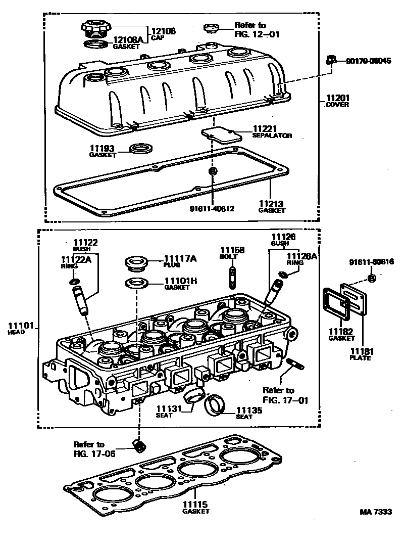 Toyota COROLLA Cylinder Head EPC diagram — MA7333