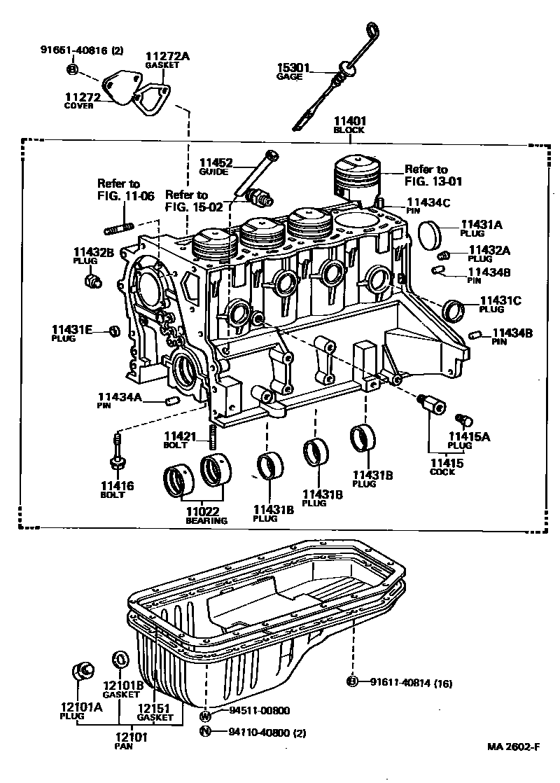 Toyota COROLLA Cylinder Block EPC diagram — MA2602F