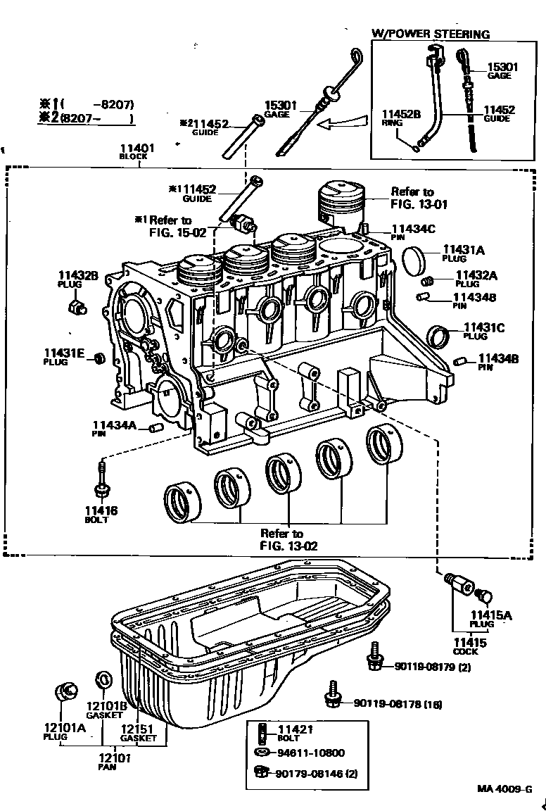 Toyota COROLLA Cylinder Block EPC diagram — MA4009G